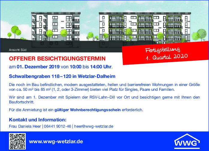 Besichtigungstermin des 2. Bauabschnittes Schwalbengraben 118–120!